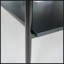 Table basse rectangulaire avec plateau en verre trempé gris et pieds noirs