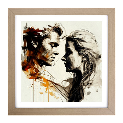 Lovers Gestural Art No.1 - Framed Print