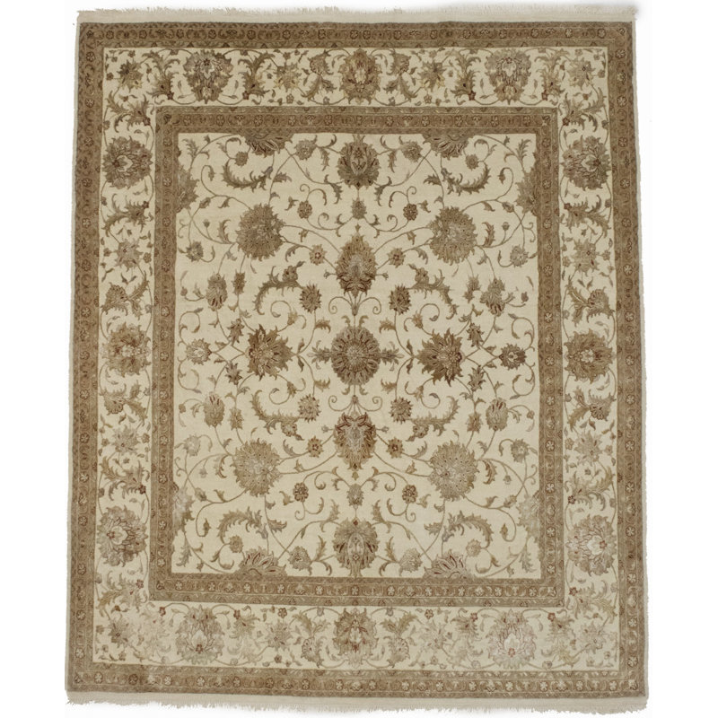Tapis beige à motif floral Leming