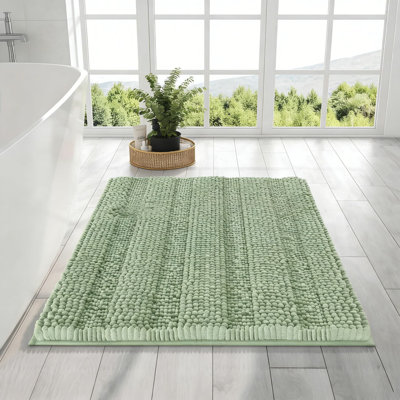 Chenille Bathroom Rugs With Rubber Backing, Soft And Absorbent Bath Mats For Shower, Tub, And Bathroom Floor, Machine Washable