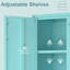 Armoire de rangement en métal, armoire d'appoint à 2 portes, armoire avec tablettes réglables, armoires-vestiaires avec pieds pour le salon, garde-manger, bureau, bleu