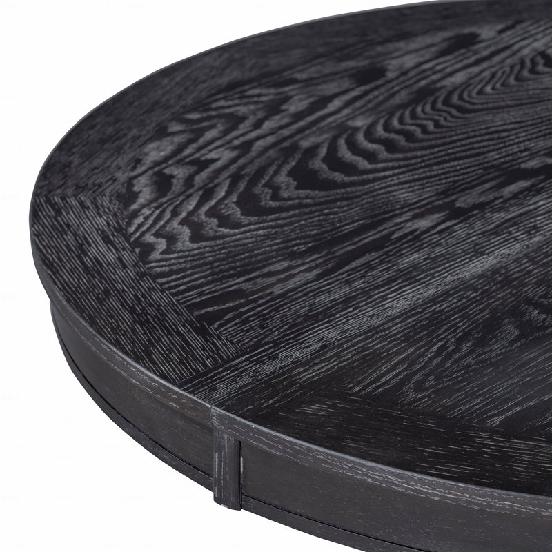 Farmhouse Extendable Dining Table Round Dining Table, Black