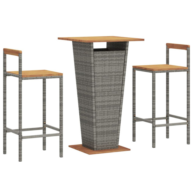 Ensemble de bar Fayelynn Latitude Run® avec matériau extérieur en osier, Gris
