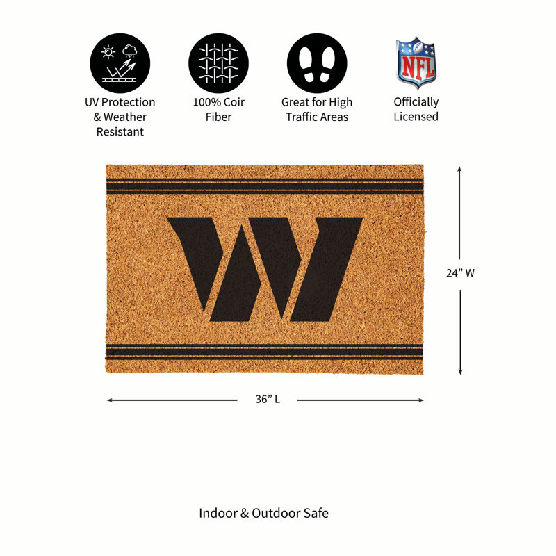 Washington Commanders Large One Color Coir Mat, 36"x24"