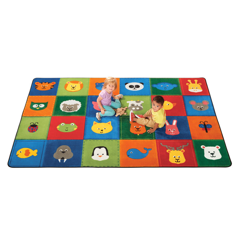 Animal Patchwork KIDSoft Tufted Multi Color Area Rug, Rectangle 4' x 6'
