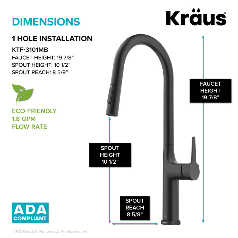 Pull Down Touch Single Handle Kitchen Faucet, Matte Black