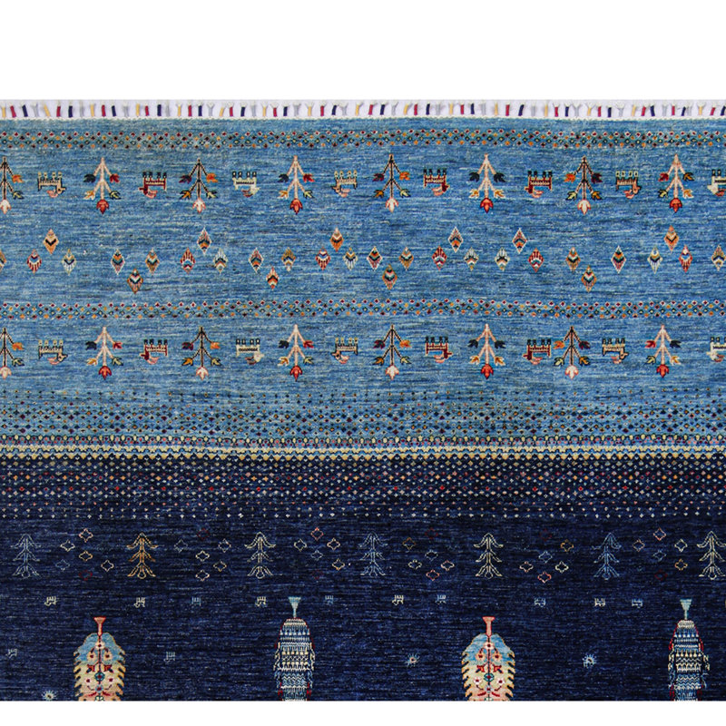 Tapis bleu et bleu clair de haute qualité noué à la main