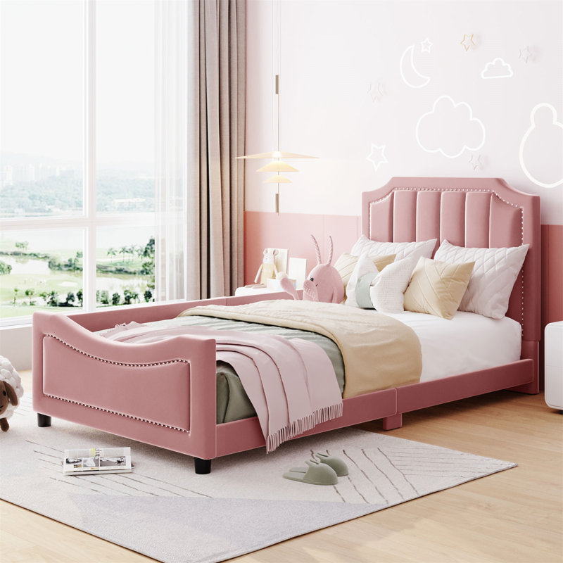 Twin Size Upholstered Daybed With Classic Stripe Shaped Headboard, Combining Comfort And Contemporary Style For Modern Living Spaces.
