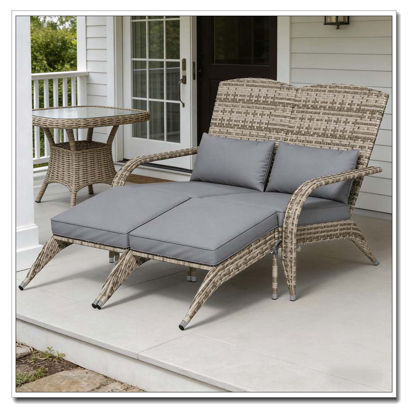 Outdoor High-Back Chair,Garden Wicker Chair, Gray,Yellow