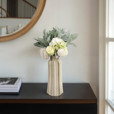 Textured Ceramic Decorative Vase - Modern Sculptural Accent Piece
