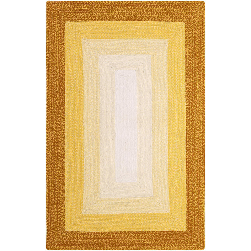  Ombre Hand Braided Wool Rug, Rectangle 5'1" x 8', Yellow