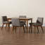 Ensemble de salle à manger 5 pièces en tissu gris foncé Klimek-1749526689