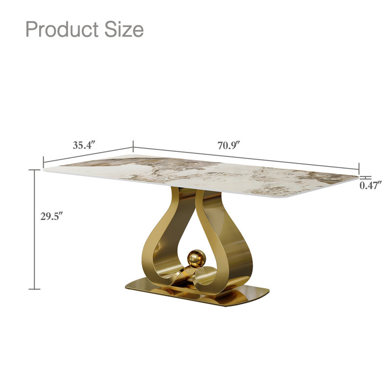 Table de salle à manger moderne, H 29,5 po x L 70,9 po x l 35,4 po