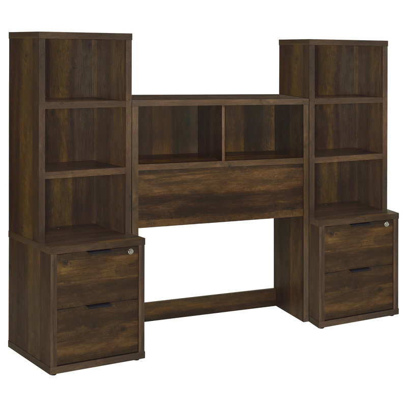Zaanstad 3-Piece Bedroom Set Bookcase Headboard, Twin, Dark Pine