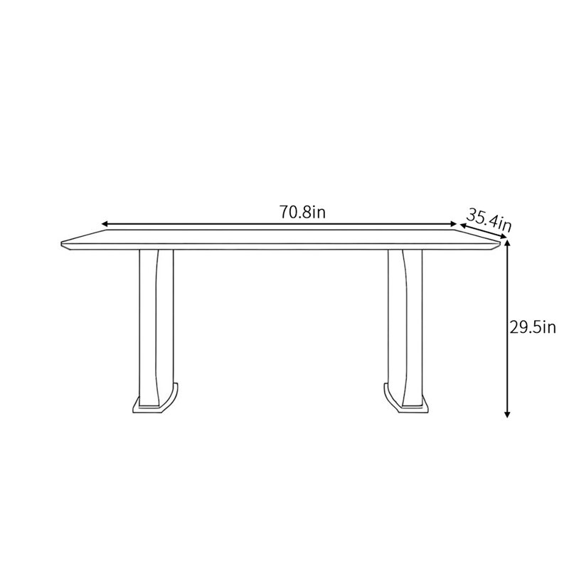 Modern light luxury rectangular dining table, 29.5"H x 70.8"L x 35.4"W