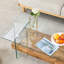 Table basse moderne à deux niveaux de 43,3 pouces - verre trempé transparent et grain de bois naturel, conception de rangement multifonctionnelle. L'étage inférieur comprend un tiroir. Peut être utilisé comme table basse, table d'appoint, etc.