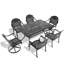 Ensemble de salle à manger 7 pièces en fonte d'aluminium avec structure noire 7 pièces, comprenant 2 chaises pivotantes, 4 chaises et une table rectangulaire