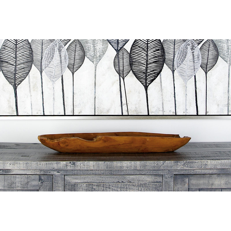 Handmade Teak Wood Live Edge Oval Serving Tray