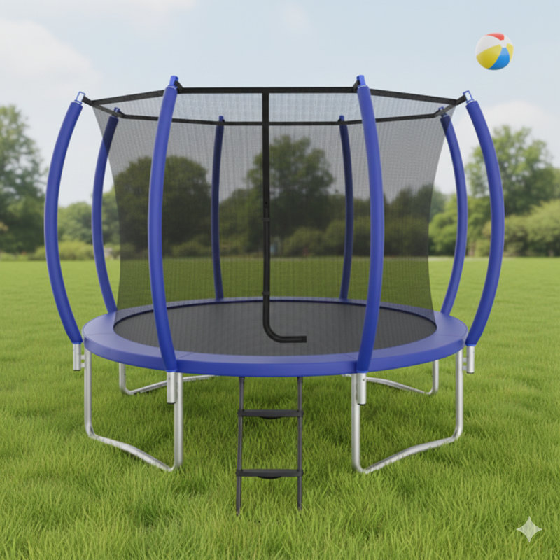 Filet de sécurité intérieur en trampoline de 10 pieds avec cadre thermolaqué durable, couleur: bleu citrouille.