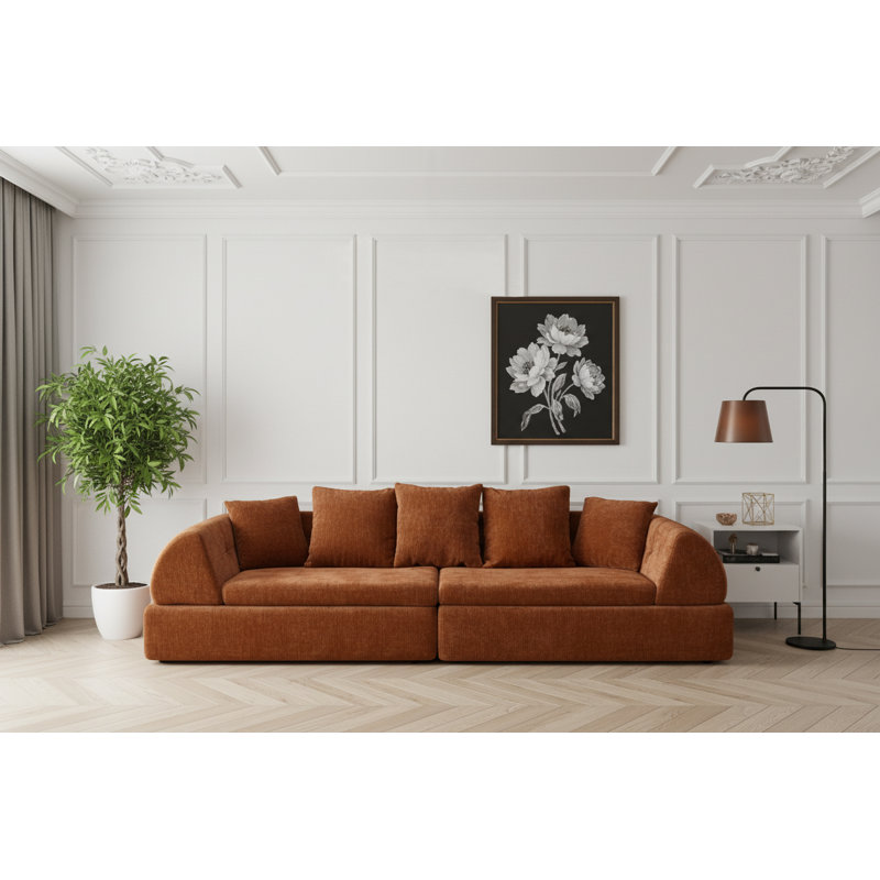 Canapés modulaires, Velours côtelé - Orange
