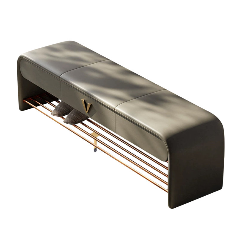 Banc de rangement rembourré pour chaussures, Gris