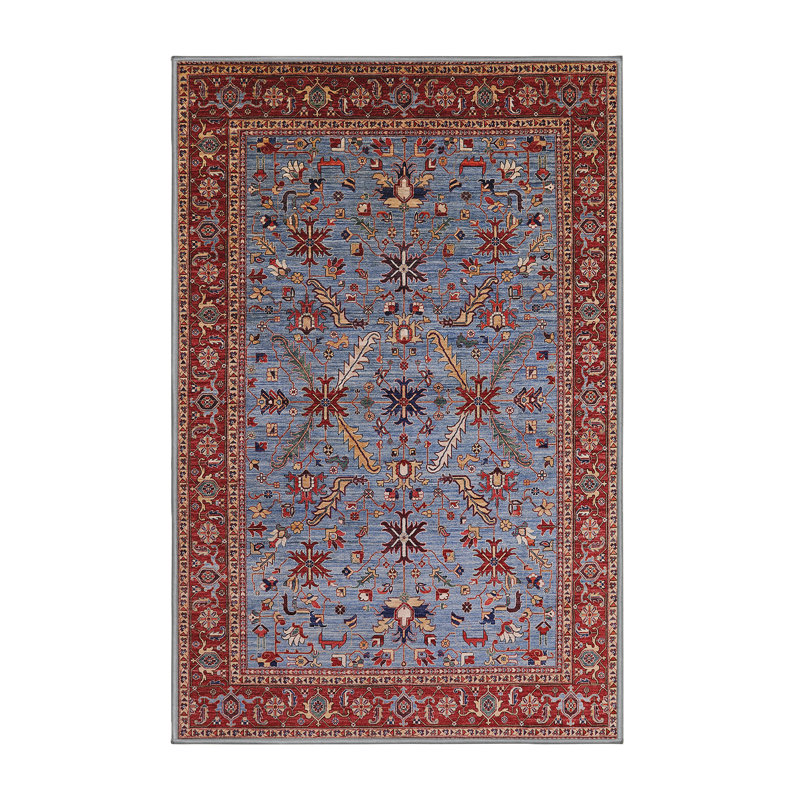 Tapis oriental bleu / rouge, Tapis de couloir 2 pi x 5 pi