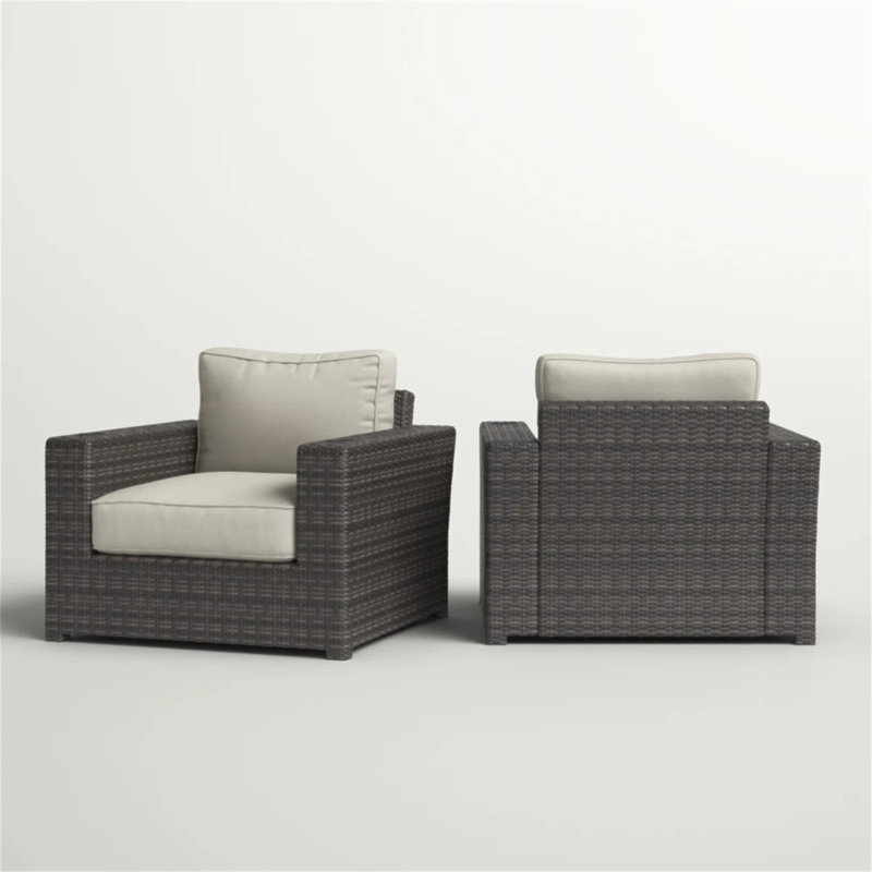 Ensemble de 2 fauteuils d'extérieur avec coussins entièrement assemblés