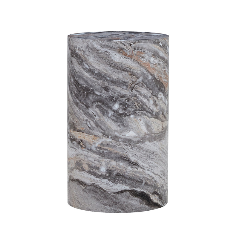marble textured cylindrical coffee table