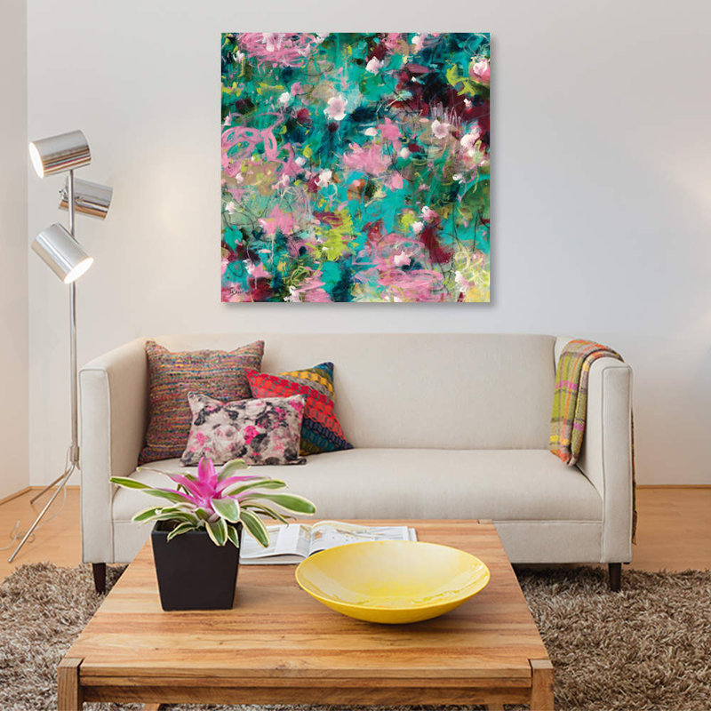 « joyeux beginnings », reproduction sur toile, H 48 po x l 48 po x P 1,5 po, Toile tendue, Pas de tapis
