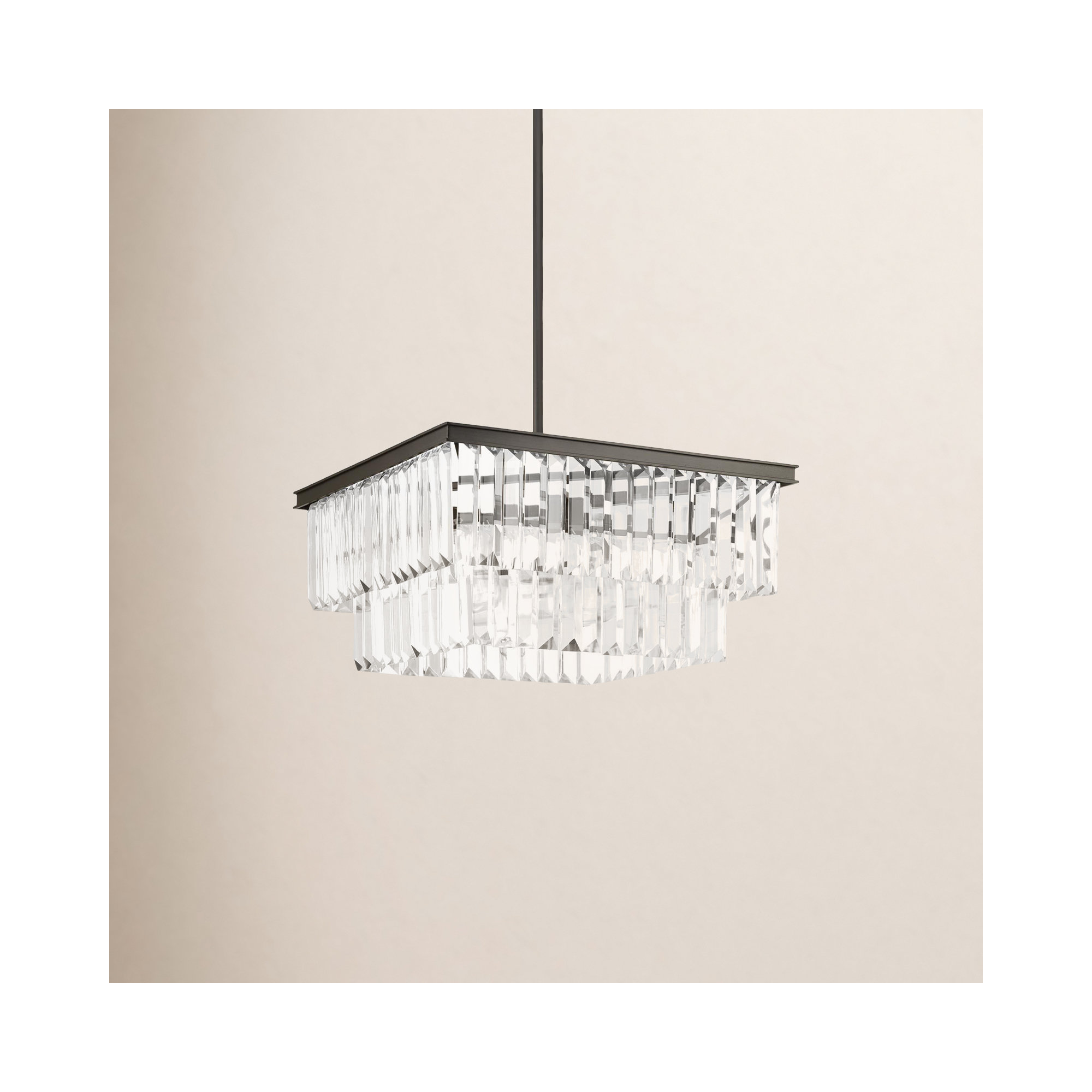 4 Light Glass Dimmable Pendant, Antique Bronze