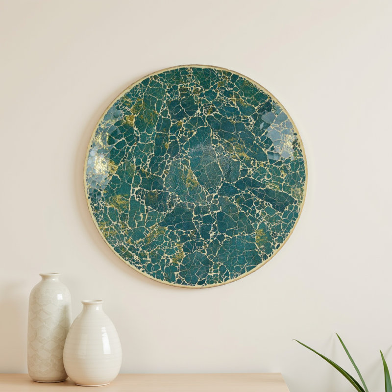 Plateau mural décoratif Qwin, motif mosaïque miroir 24 pouces, Vert
