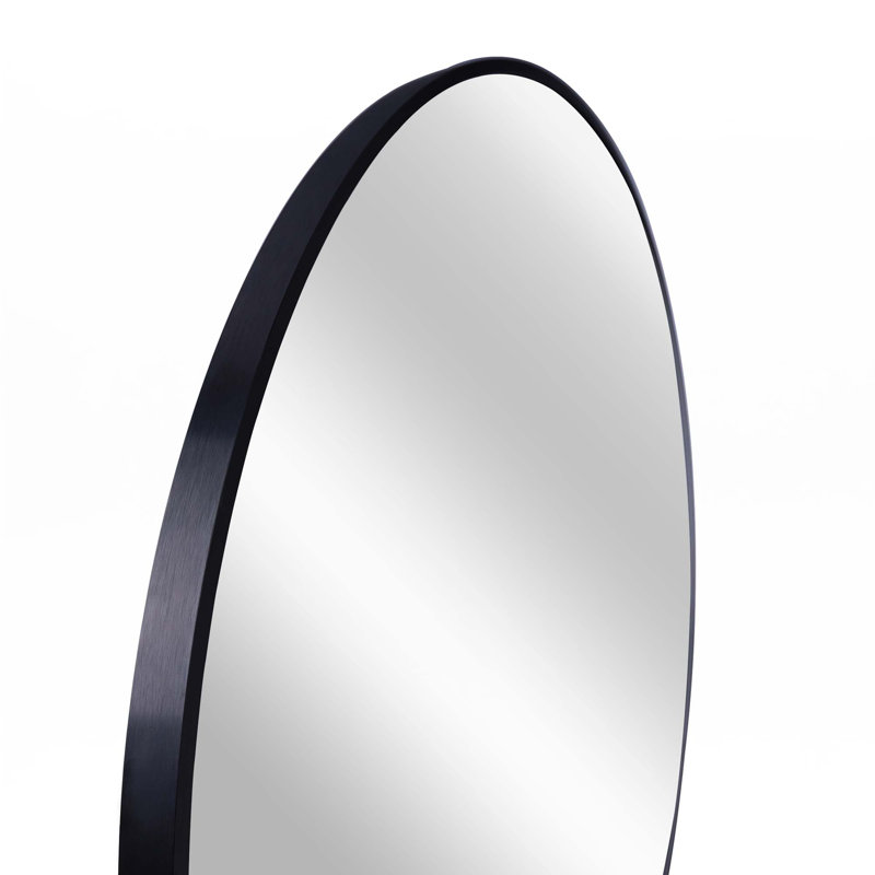 Miroir de salle de bain rond en métal, Noir, H 30 po x l 30 po