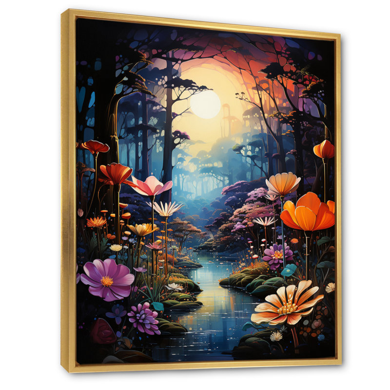 Chromatics Rainbow Forest - impression, H 32 po x l 16 po x P 1 po, Cadre flottant doré