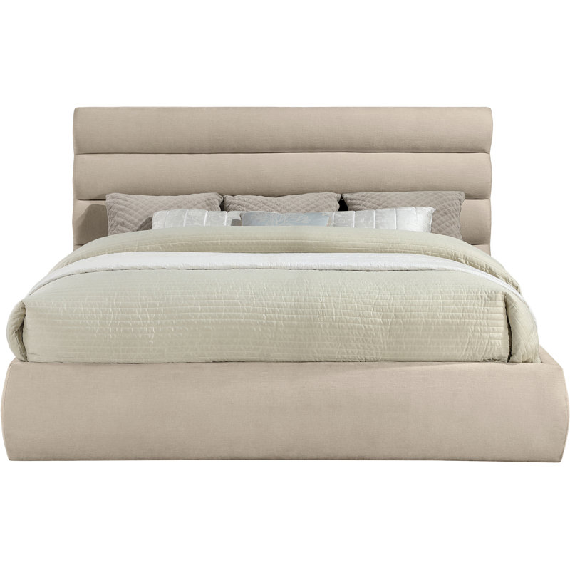 Lit en tissu Adam Chenille, Très grand, Tissu chenille beige