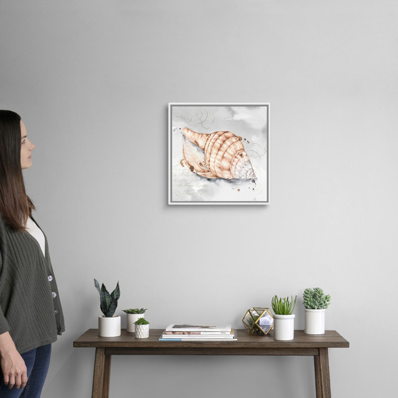 Reproduction d’art sur toile, "blush Shell I" par Eva watts, H 18 po x l 18 po x P 1,75 po, Cadre blanc