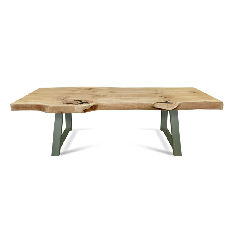 Oak Solid Wood Top Metal Base Dining Table