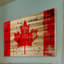 « brillante red leaf » par parvez taj,, reproduction d’art sur bois de pin naturel-15811635