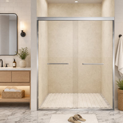 44-48" W x 72" H Double Sliding Framed Shower Door, 1/4" Tempered Glass, Brushed Nickel
