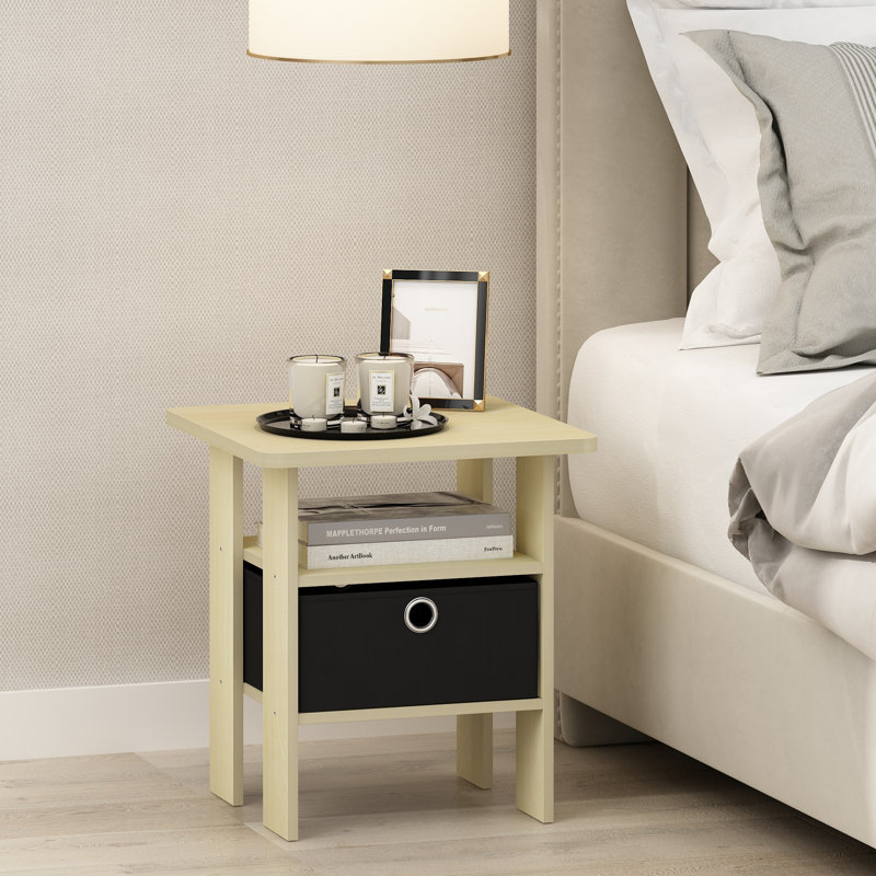 Kenton 15.5'' W Particle Board / Chipboard Nightstand, Steam Beech/Black