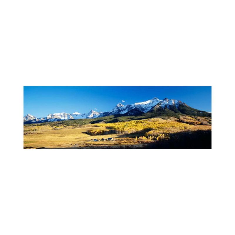 Aerial View Of Last Dollar Ranch With Sneffels Range In The Background, Colorado, USA - Wrapped Canvas Panoramic Print