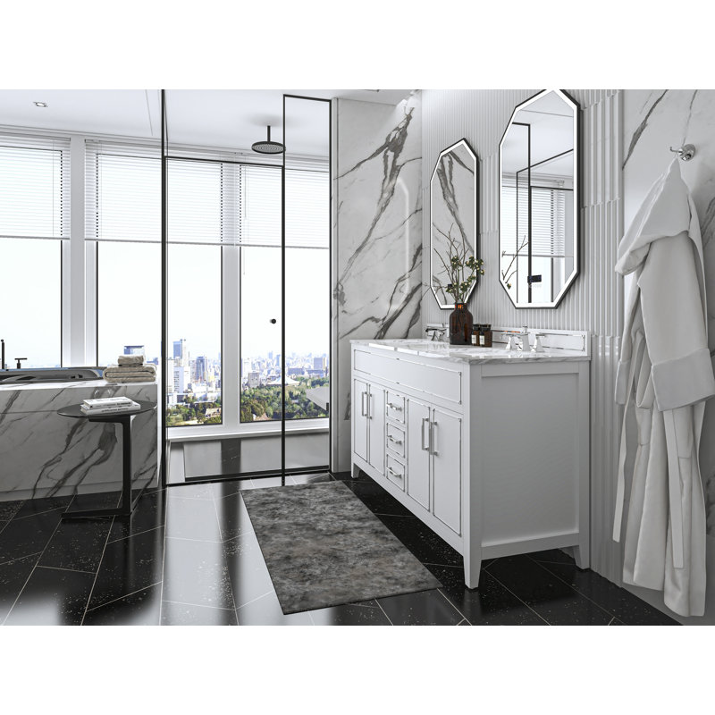 Aspen 60'' W Double Vanity, Chrome, White