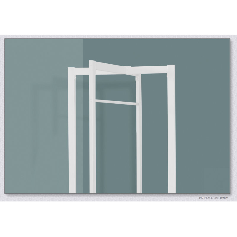 Arbre d'entrée moderne en métal blanc avec barre de suspension et rangement, parfait pour les entrées et les chambres à coucher, hauteur de 72 pouces