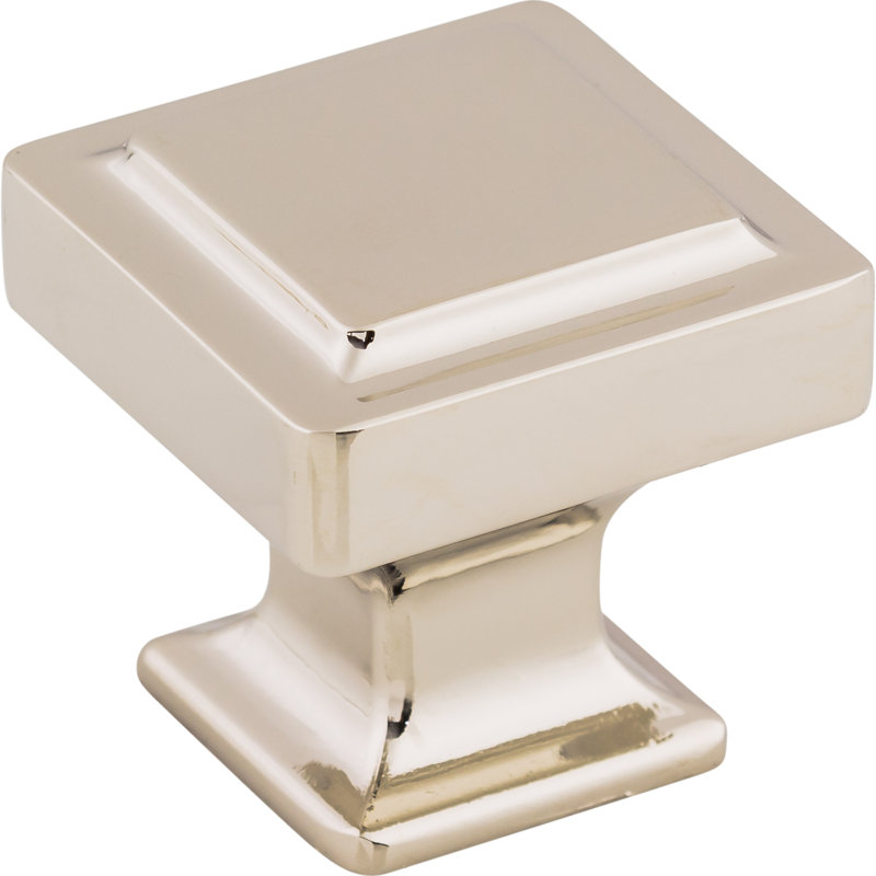 Ascendra 1 1/8" Length Square Knob, Polished Nickel, 1" Length