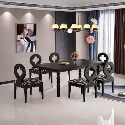 Vintage solid wood rubber wood dining table set