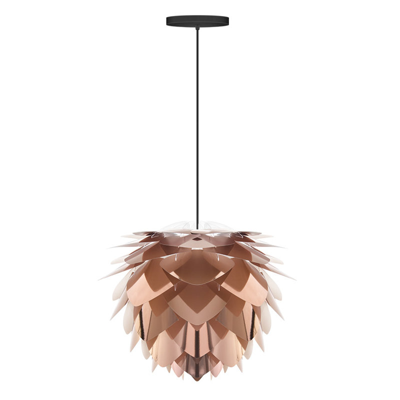 Luminaire suspendu unique en son genre à 1 lumière, Noir, Cuivre, H 17,7 po x l 17,7 po x P 17,7 po