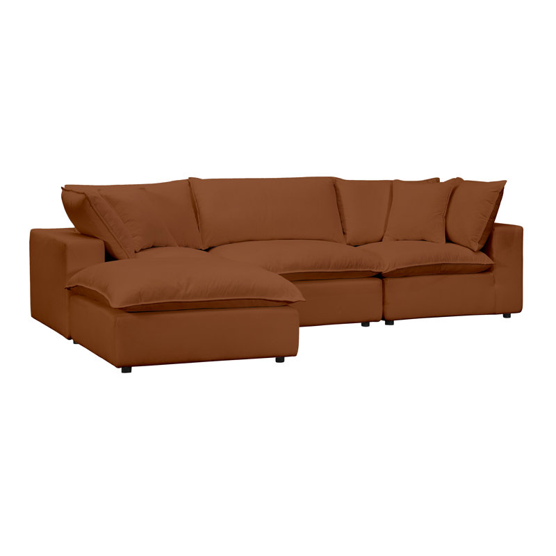 Canapé modulaire rembourré et réversible 4 pièces Ellaria, Rouille