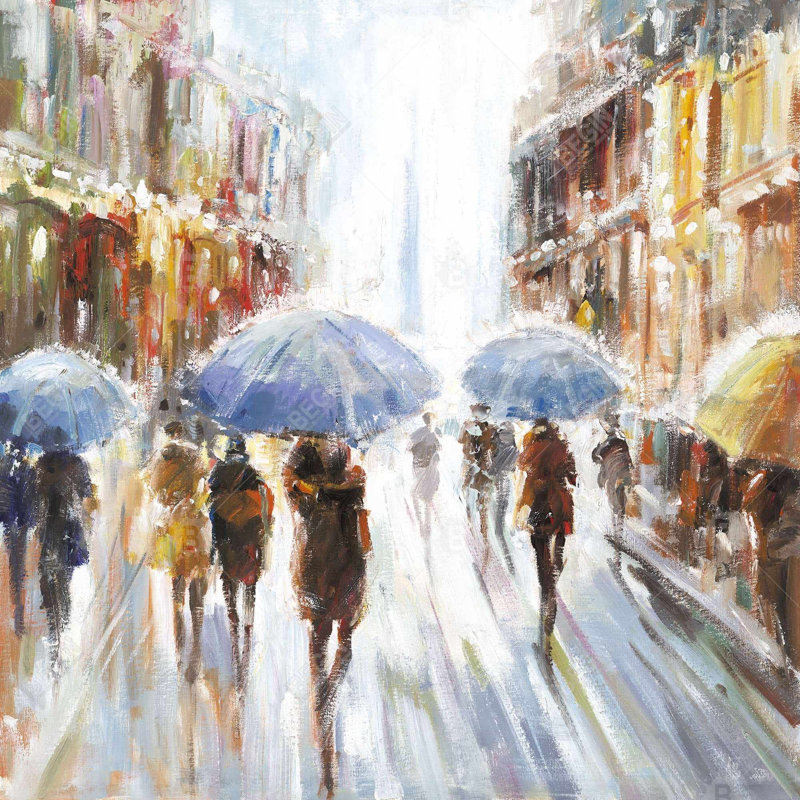 Abstract rain in the city - 26"x26" Throw pillow cover - Poly twill - Print on demand, Brown/White