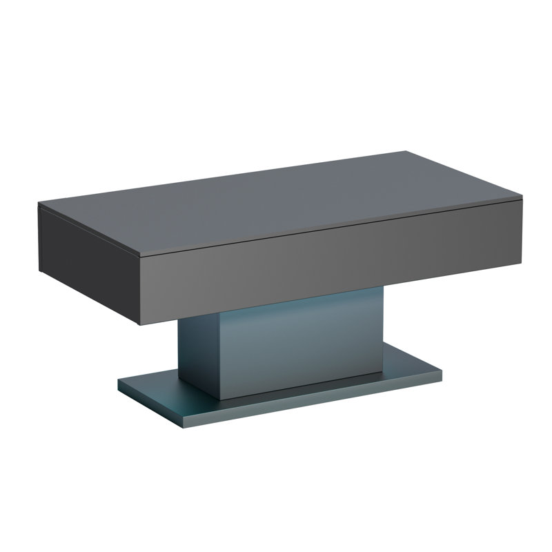 Modern Design Square Coffee Table With 2 Storage Drawers, Black, 19.7" H x 43" L x 21.7" W