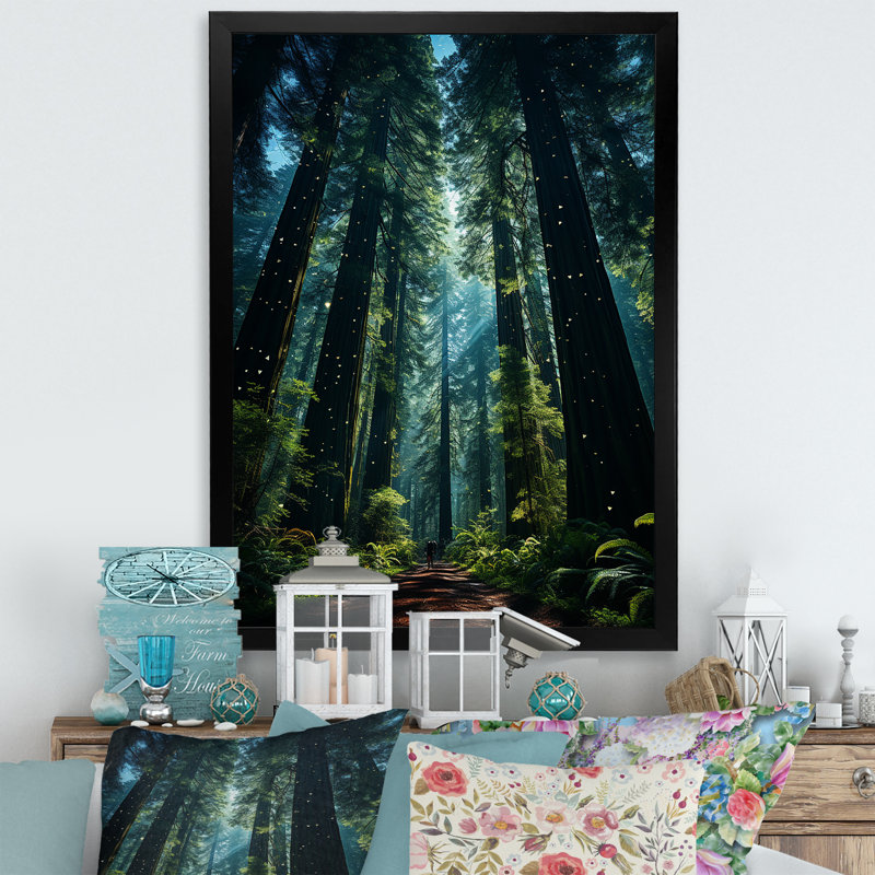 Vert perdu dans la forêt, forêt I - art mural forêt, Cadre photo noir simple, H 32 po x l 24 po x P 1 po