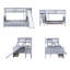 Lit superposé simple au-dessus de double l 95 po avec glissière, tablettes de rangement et 2 tiroirs, bois d'hévéa, gris-1772066488